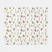 Tropisch watermeloen en krokodilpatroon fleece deken (Voorkant (Horizontaal))