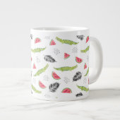 Tropisch watermeloen en krokodilpatroon grote koffiekop (Voorkant rechts)