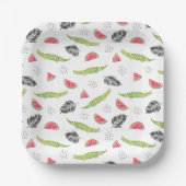 Tropisch watermeloen en krokodilpatroon papieren bordje (Voorkant)