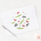 Tropisch watermeloen en krokodilpatroon ronde sticker (Envelop)