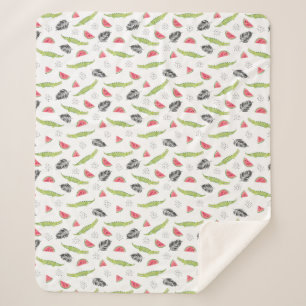 Tropisch watermeloen en krokodilpatroon sherpa deken