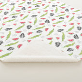 Tropisch watermeloen en krokodilpatroon sherpa deken (3/4)