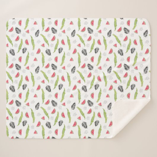 Tropisch watermeloen en krokodilpatroon sherpa deken (Voorkant (horizontaal))