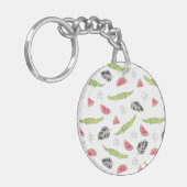 Tropisch watermeloen en krokodilpatroon sleutelhanger (Voorkant Links)