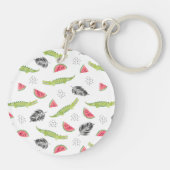 Tropisch watermeloen en krokodilpatroon sleutelhanger (Achterkant)