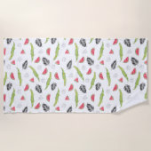 Tropisch watermeloen en krokodilpatroon strandlaken (Voorkant)