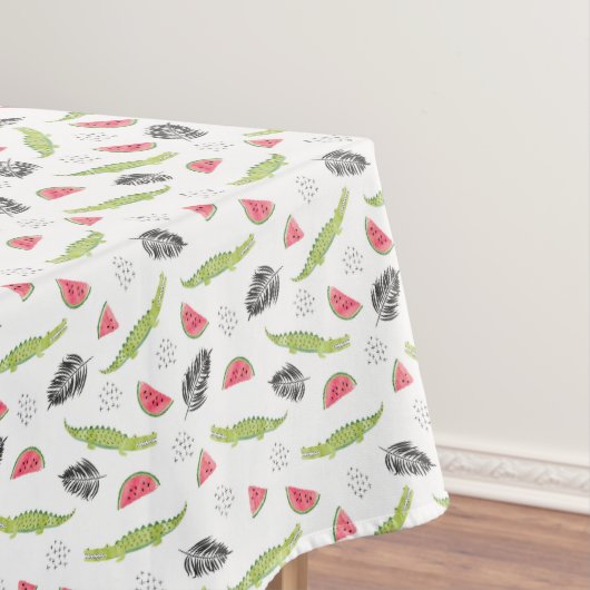 Tropisch watermeloen en krokodilpatroon tafelkleed (Voorbeeld)
