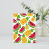 Tropisch watermeloen en pixelpatroon ananas briefkaart (Staand voorkant)