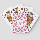 Tropisch watermeloen monogram pokerkaarten (Achterkant)
