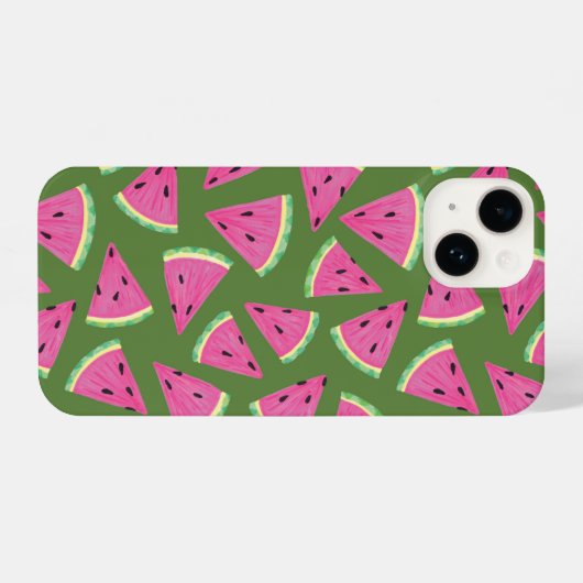 Tropisch watermeloen zomerpatroon iPhone hoesje (Achterkant horizontaal)