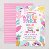 Tropisch Waterpark Zomer Verjaardagsfeest Kaart (Voorkant / Achterkant)