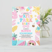 Tropisch Waterpark Zomer Verjaardagsfeest Kaart (Staand voorkant)