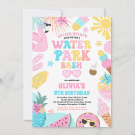 Tropisch Waterpark Zomer Verjaardagsfeest Kaart