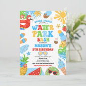 Tropisch Waterpark Zomer Verjaardagsfeest Kaart (Staand voorkant)