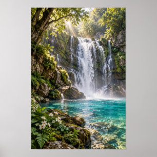 Tropisch Watervalparadijs Jungle Wandkunst Poster