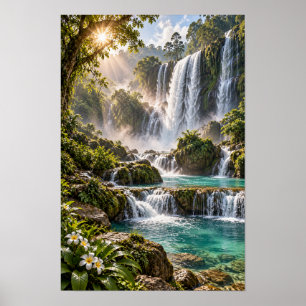 Tropisch Watervalparadijs Jungle Wandkunst Poster