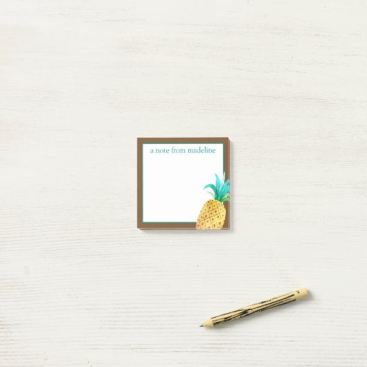 Tropisch | Waterverf ananas Post-it® Notes (Op bureau)