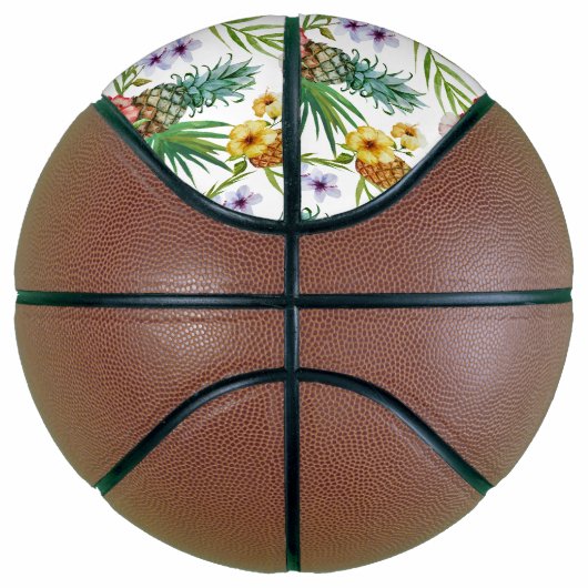 Tropisch waterverf-ananassepatroon met hawaii-them basketbal (Rechts)