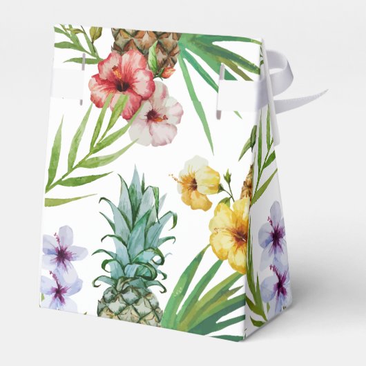 Tropisch waterverf-ananassepatroon met hawaii-them bedankdoosjes (Achterkant)