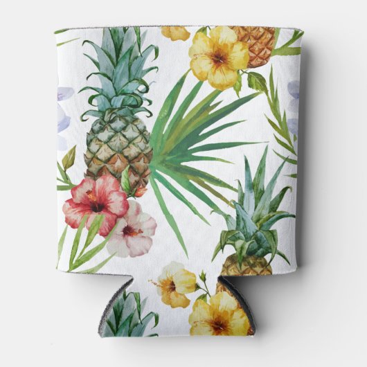 Tropisch waterverf-ananassepatroon met hawaii-them blikjeskoeler (Voorkant)