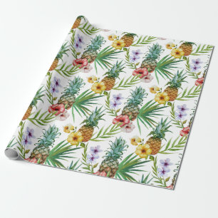 Tropisch waterverf-ananassepatroon met hawaii-them cadeaupapier