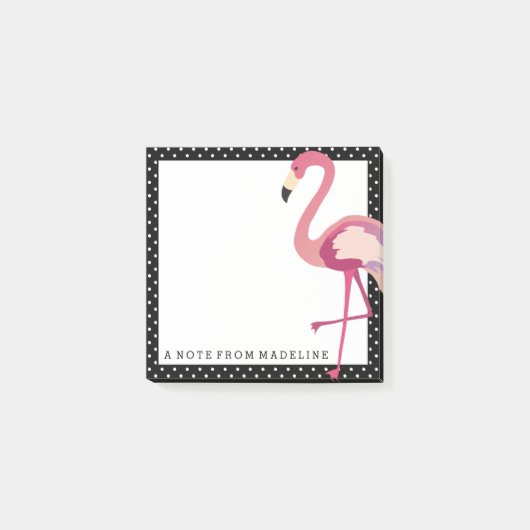 Tropisch | Waterverf Flamingo Polka Dots Post-it® Notes (Voorkant)