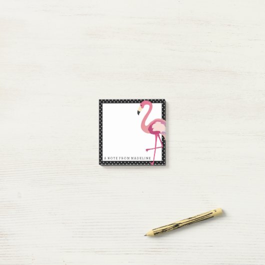 Tropisch | Waterverf Flamingo Polka Dots Post-it® Notes (Op bureau)