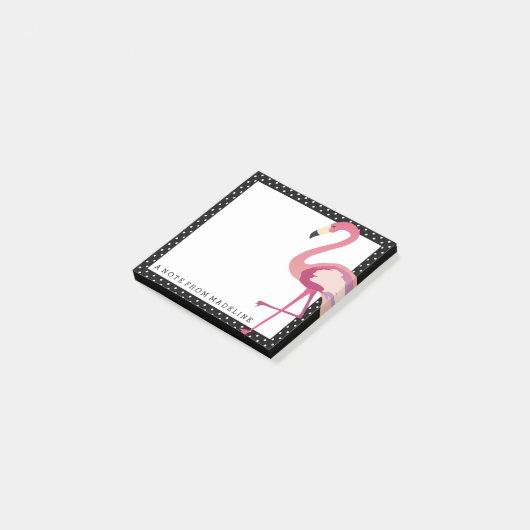 Tropisch | Waterverf Flamingo Polka Dots Post-it® Notes (Schuin)