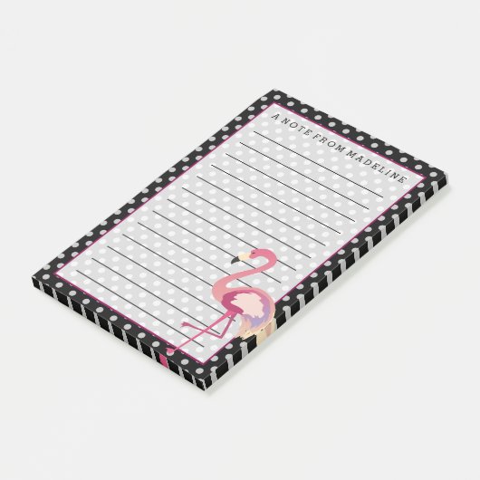 Tropisch | Waterverf Flamingo Polka Dots Post-it® Notes (Schuin)