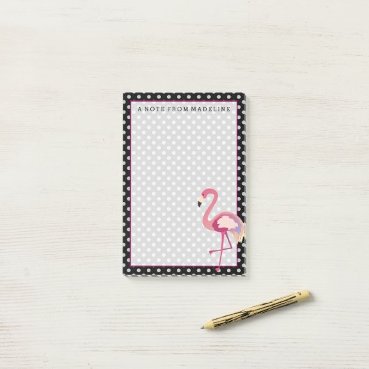 Tropisch | Waterverf Flamingo Polka Dots Post-it® Notes (Op bureau)