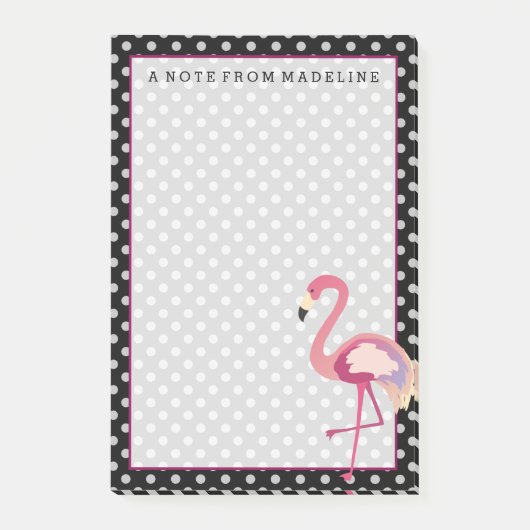 Tropisch | Waterverf Flamingo Polka Dots Post-it® Notes (Voorkant)