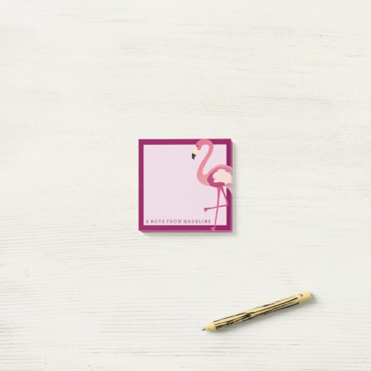 Tropisch | Waterverf Flamingo Post-it® Notes (Op bureau)