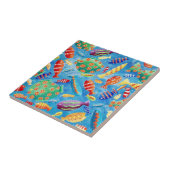 Tropisch waterverf koraalrif met vissen tegeltje (Zijkant)