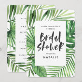 Tropisch waterverf palm virtueel vrijgezellenfeest save the date (Voorkant / Achterkant)