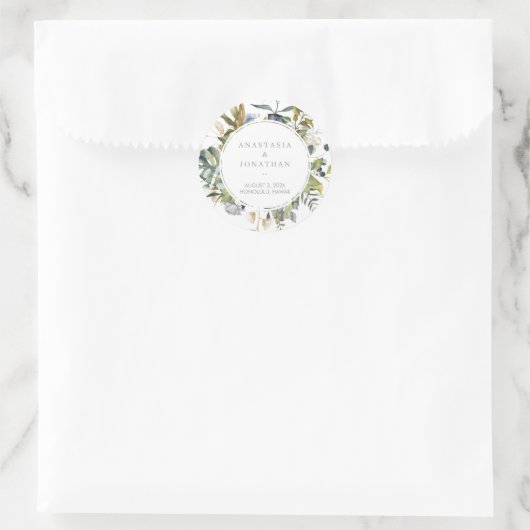 Tropisch Waterverfblend Ronde Sticker (Tas)