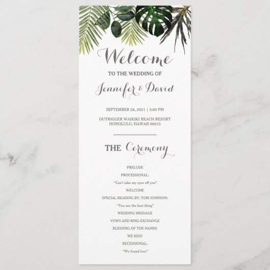 Tropisch weddenschap Flat Monstera Fern Planten Programmakaart (Voorkant)