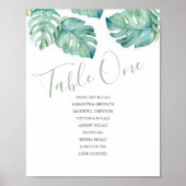 Tropisch weddenschappen Tafel Decor Seating Chart Poster (Voorkant)