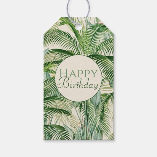 Tropisch weelderig gebladerte palmbladeren patroon cadeaulabel (Voorkant)