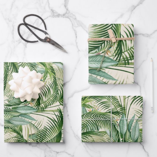 Tropisch weelderig gebladerte palmbladeren patroon inpakpapier vel (Voorkant)