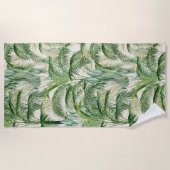 Tropisch weelderig gebladerte palmbladeren patroon strandlaken (Voorkant)