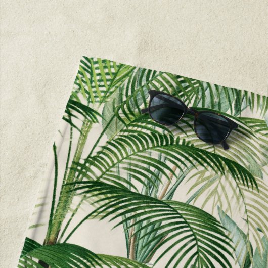 Tropisch weelderig gebladerte palmbladeren patroon strandlaken (In situ)