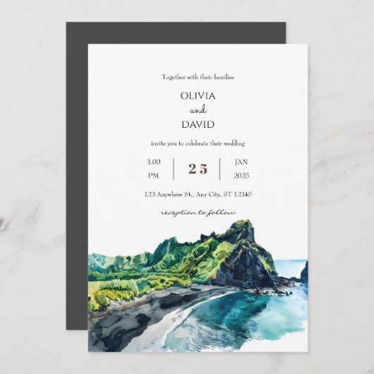 Tropisch weelderig groene eiland uitzicht strand b kaart (Voorkant / Achterkant)