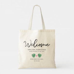 Tropisch welkom Hotel Bag Destination Wedding Tote Bag