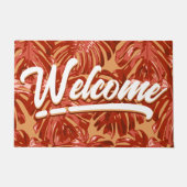 Tropisch welkom Sinaasappel Monstera verlaat stran Deurmat (Voorkant)