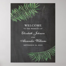 Tropisch welkomstbord. Exotisch krijtbord huwelijk Poster