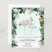 Tropisch White Flamingo Baby shower Boho (Voorkant / Achterkant)