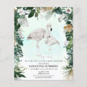 Tropisch White Flamingo Baby shower Boho (Voorkant)