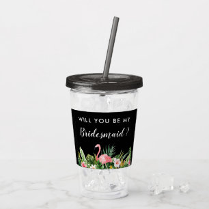 Tropisch Wil Je Mijn Bruidsmeisje Zijn Aanzoek Acryl Drinkbeker