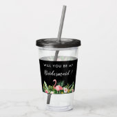 Tropisch Wil Je Mijn Bruidsmeisje Zijn Aanzoek Acryl Drinkbeker (Achterkant)