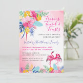 Tropisch wild bos Flamingo kerstfeest Kaart (Staand voorkant)